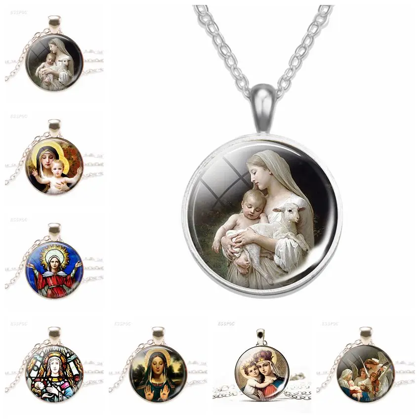 

Christian Catholic Necklace Virgin Mary Pendant Jewelry Fashion Men Women Religion Accessories Church Souvenir Gift