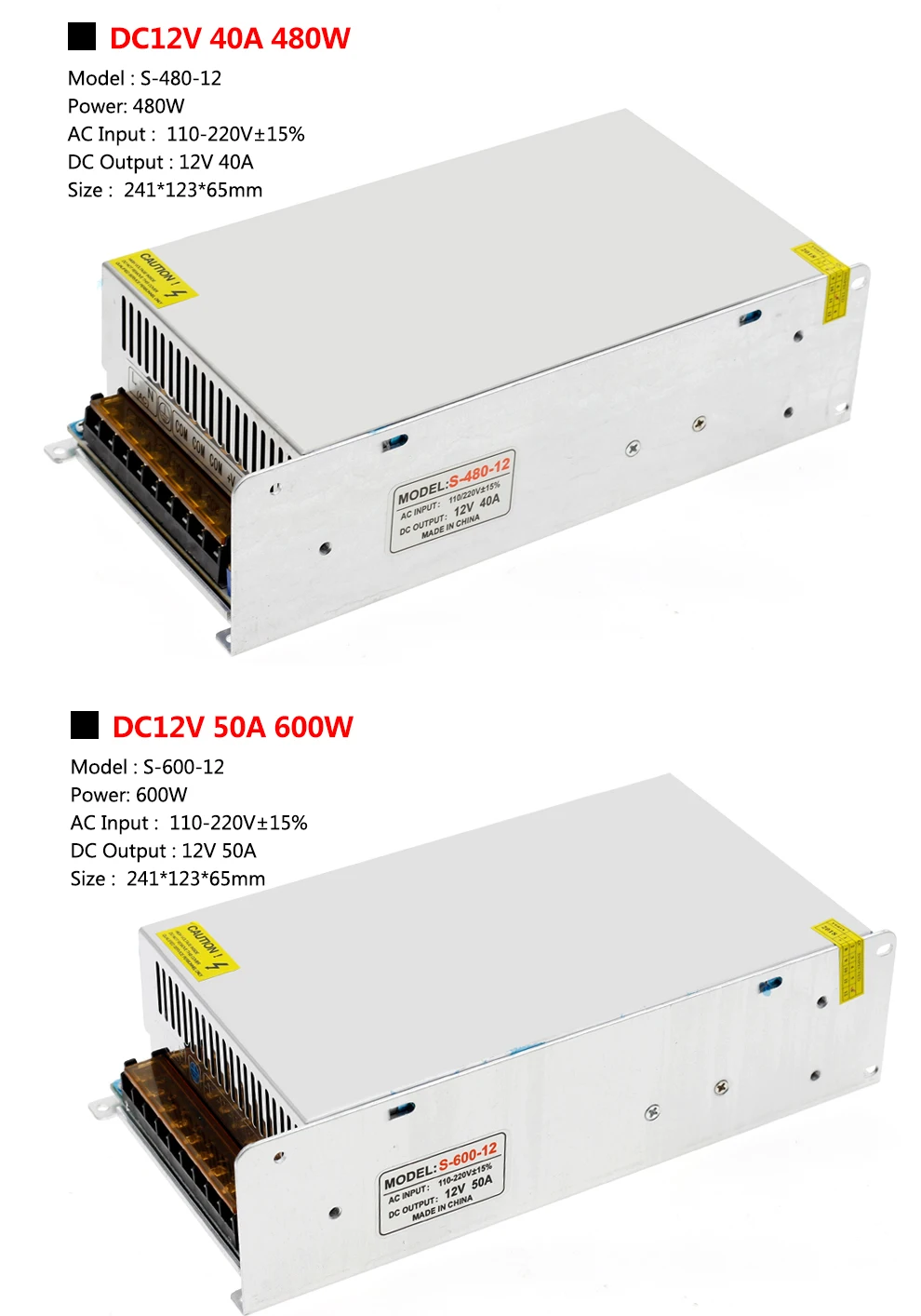 DC12V трансформаторы Высокое качество 60W 100W 200W 300W 400W 500W 600W светодиодный Питание адаптер драйвер для Светодиодные ленты света
