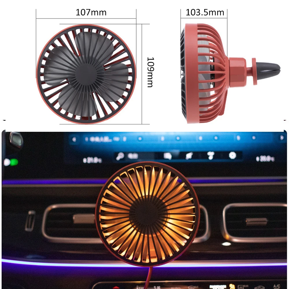 360 градусов автомобильные маленькие USB-вентиляторы вращающиеся регулируемые