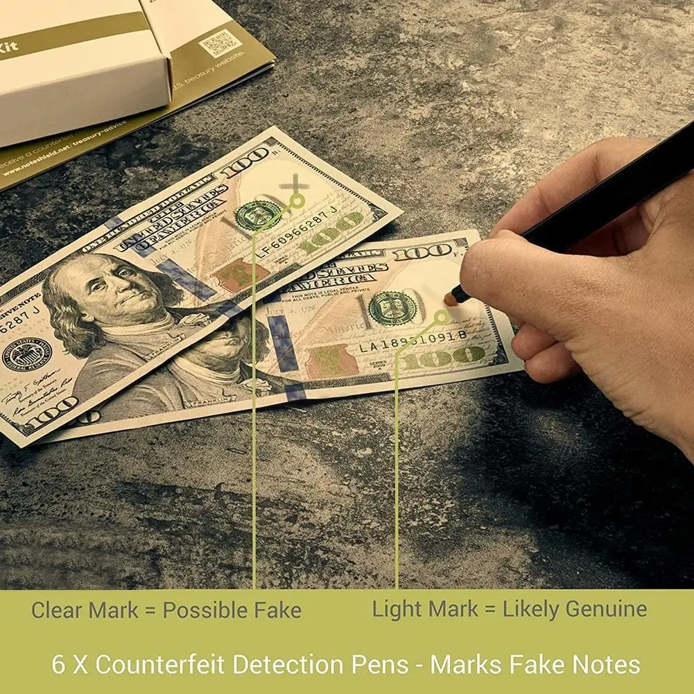 

New Portable Mini Counterfeit Pen Black Color Fake Cash Currency Banknote Checker Currency Tester F5S4