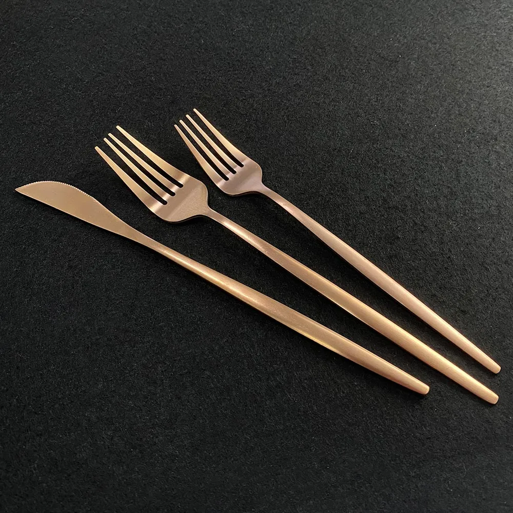 20 шт набор посуды розовые золотые столовые приборы 18/10 нержавеющая сталь матовые