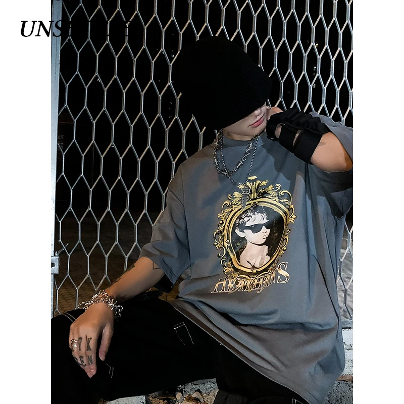 UNSETTLE летние мужские/женские футболки Harajuku футболка с принтом в стиле хип-хоп