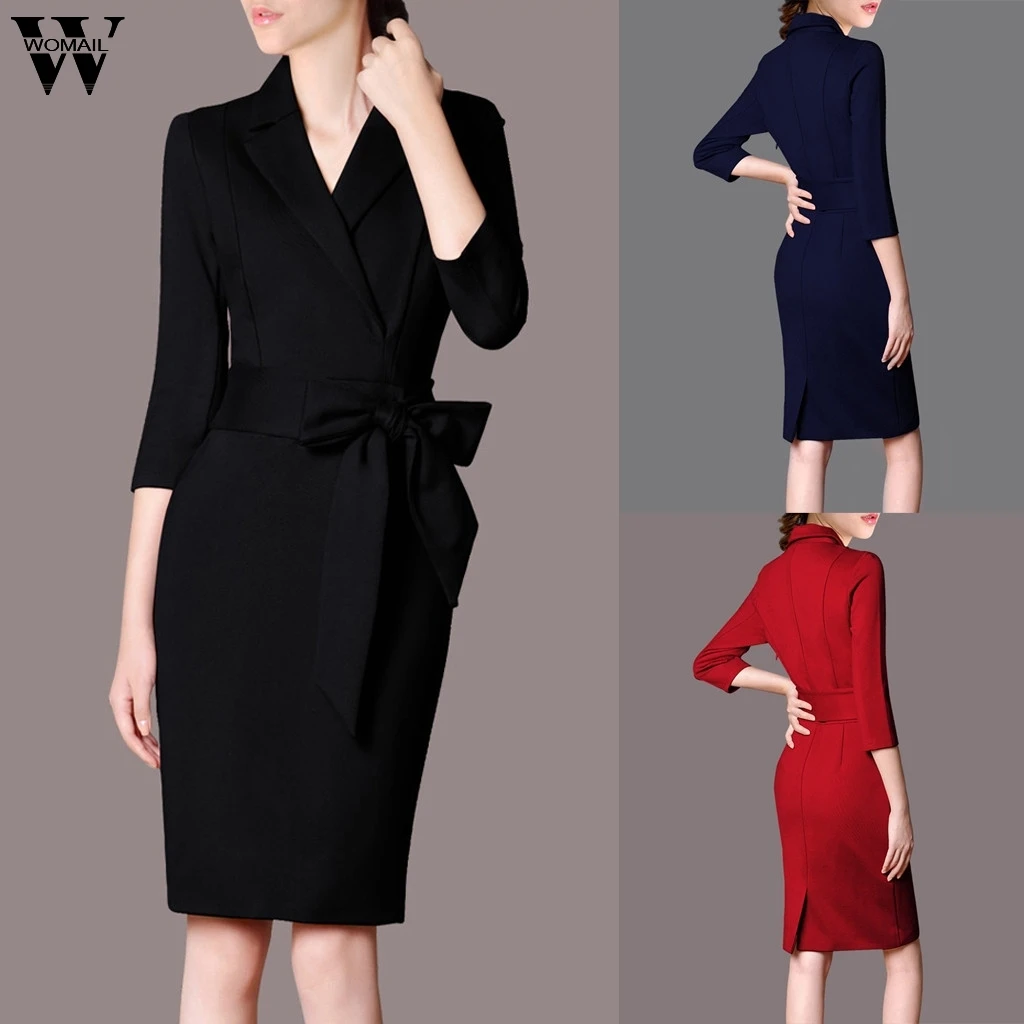 Платье Womail женское элегантное модное облегающее платье карандаш с баской