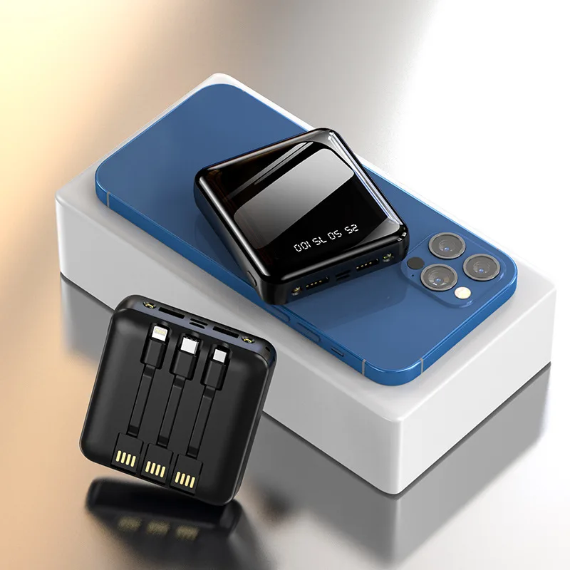 

Power Bank Mini Large Capacity 20000 MAh Mirror Digital Display with Cable Mobile Power Supply
