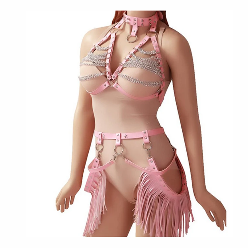 Готический розовый панк ремень для тела металлическая цепочка боди с закрытой