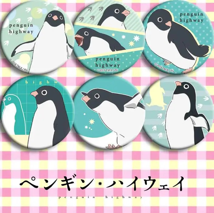 

6 шт./1 лот Аниме фигурки пингвина шоссе 5099 значки круглая брошь булавка подарки детская игрушка