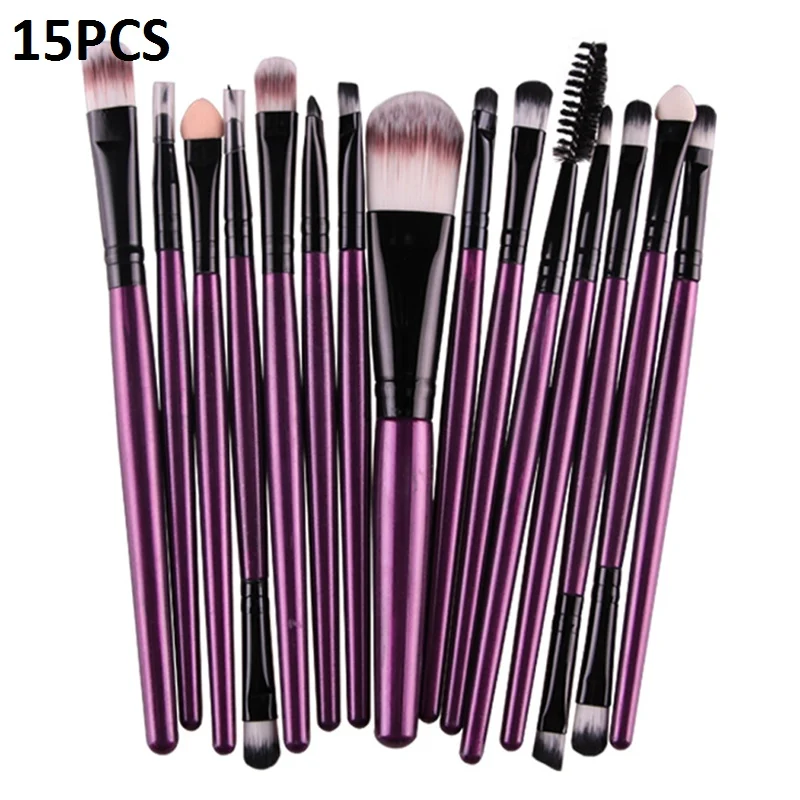 15pcs 15/20 шт. набор кистей для макияжа, инструменты для макияжа, косметический набор, набор для макияжа с деревянными ручками, брендовый набор кистей для макияжа Pincel Maleta De Maquiagem профессиональный - Handle Color: 15pcs