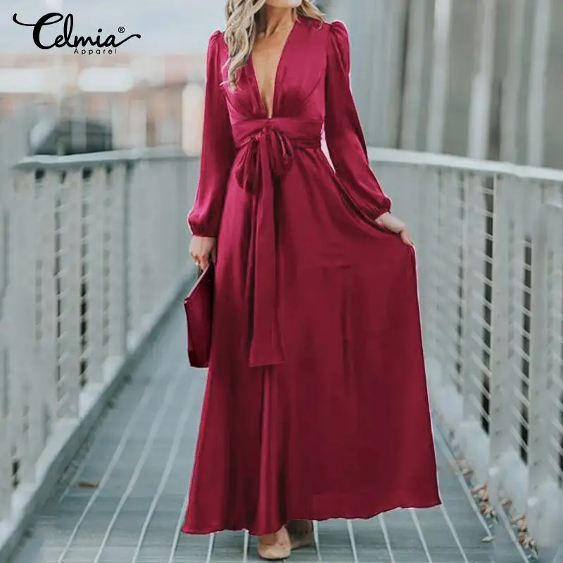 Женское длинное вечернее платье с глубоким v образным вырезом элегантное