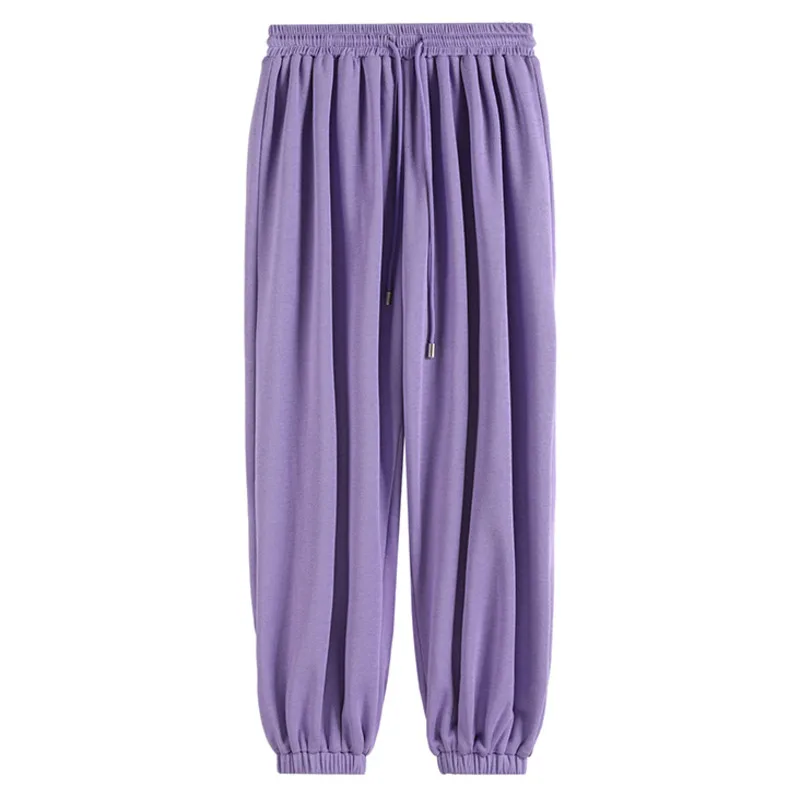 

IEQJ Korea Chic Casual Fashion Solid Color Elastic Tight Feet All-match Loose Nine-point Harem Pants Women Summer 2021 3C0013