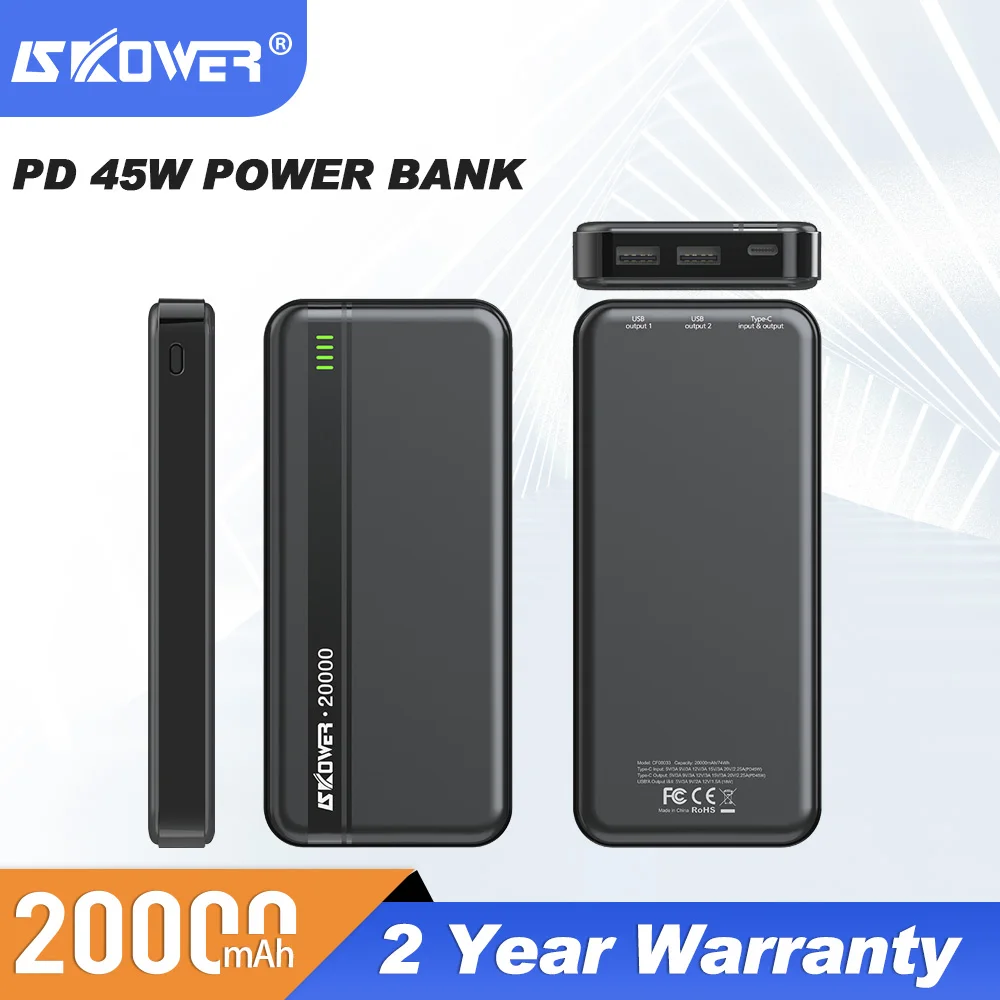 

Внешний аккумулятор PD, USB C, 45 Вт, 20000 мАч