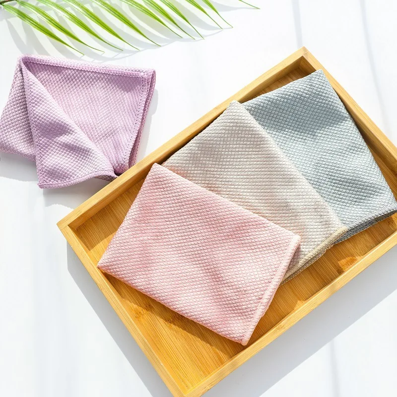 5/10pcs Kitchen Cleaning Fish Scale Grid Rag Microfiber Towel Absorbable Glass Dish Table Window Car Dishcloth | Дом и сад