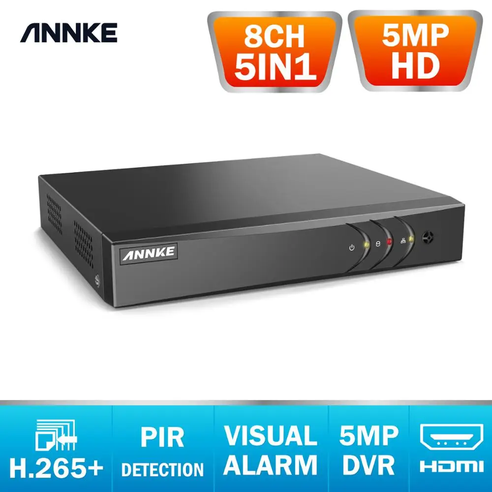 Видеорегистратор ANNKE 8CH 5MP Lite 5in1 HD TVI CVI AHD IP H.265 + запись видео оповещение по