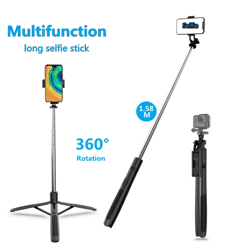 FANGTUOSI 2022 NEW Wireless Selfie Stick Foldable Big Tripod Monopod With Bluetooth Shutter For Gopro Action Camera Smartphones