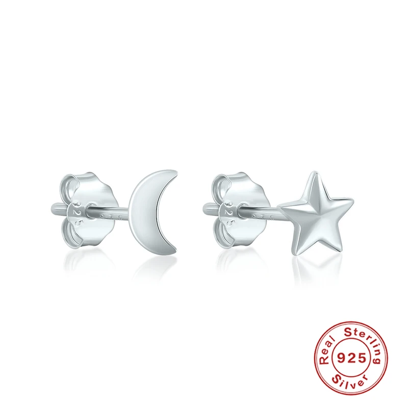Женские Асимметричные блестящие серьги-гвоздики ROXI INS с Луной и звездами