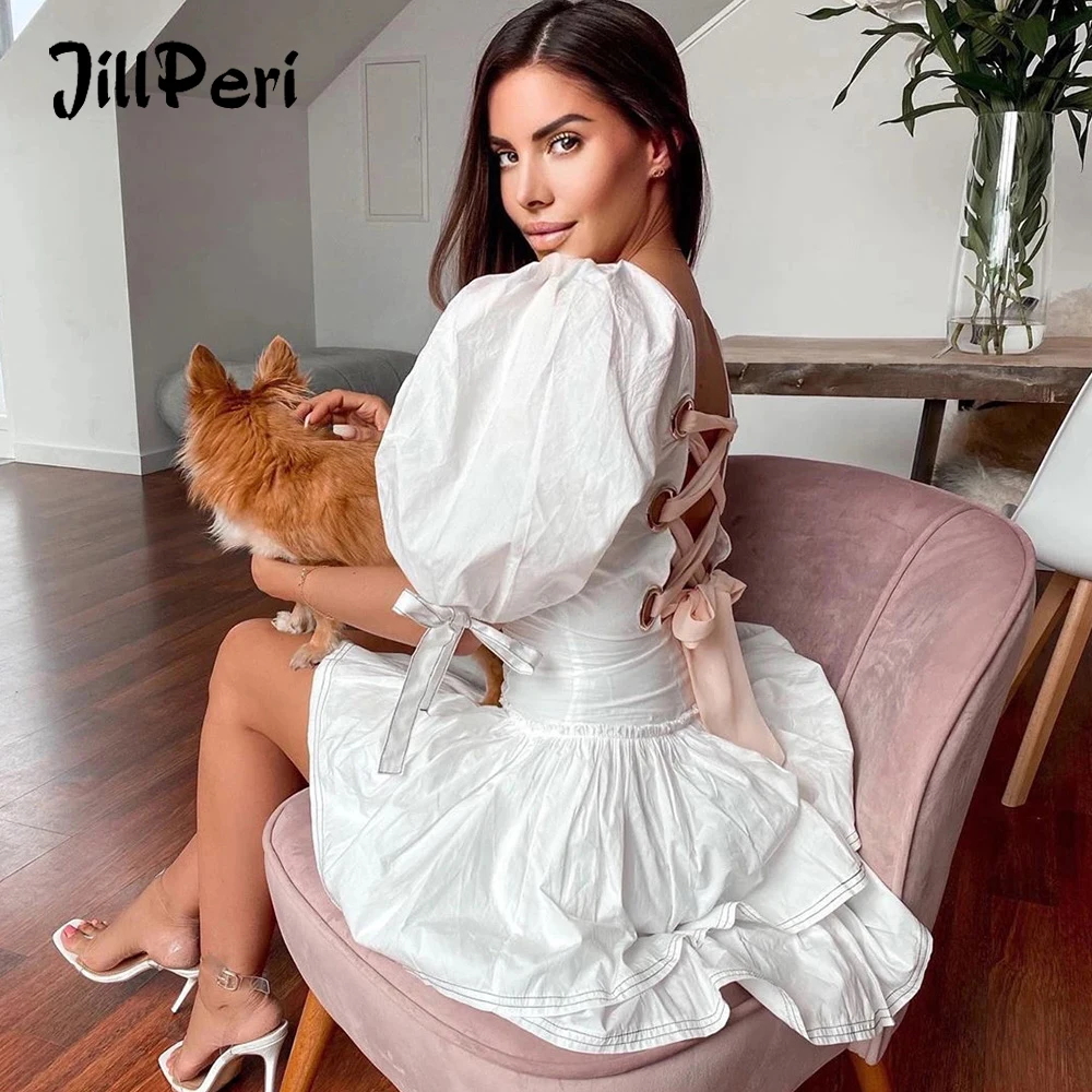 JillPeri женское милое вечернее платье с пышными рукавами модное шикарное