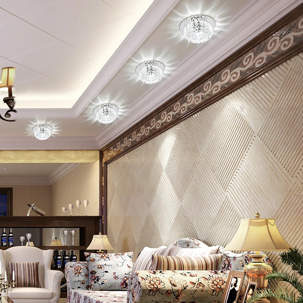 5 Вт Хрустальный светодиодный потолочный светильник для коридора гостиной