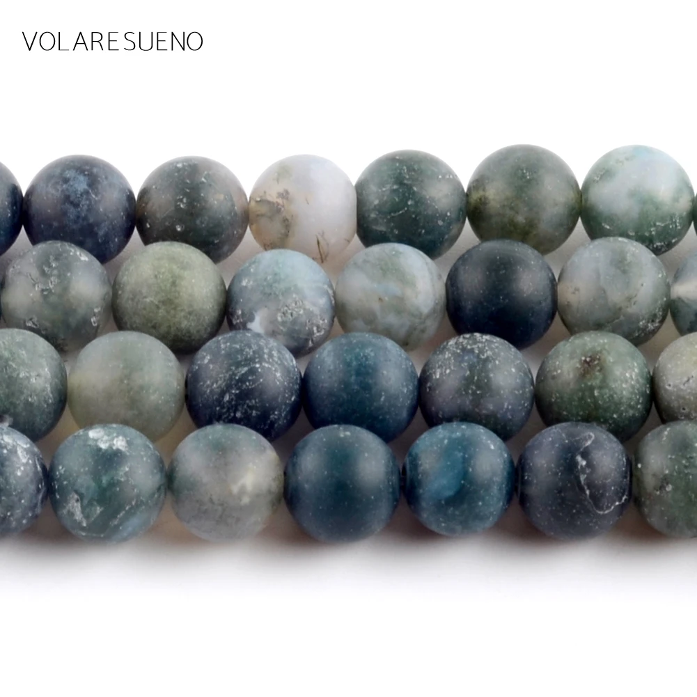 Натуральный Матовый полировка моховые Агаты Оникс Камень круглые бусины Spacer