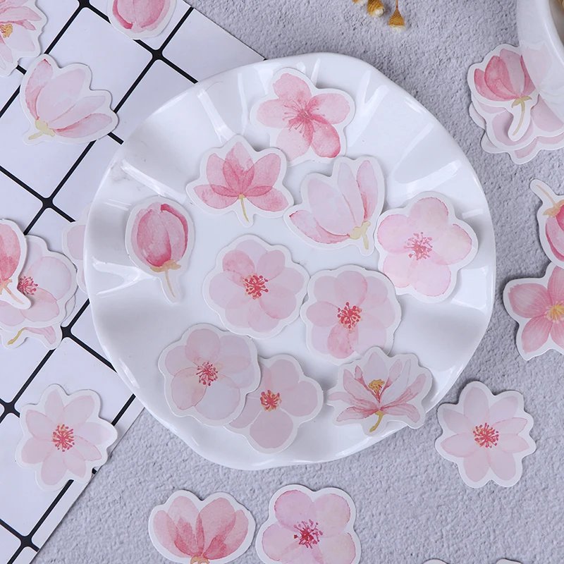 

45Pcs/pack Cherry Sakura Words Bullet Journal Decorative Stickers Adhesive Stickers DIY Decoration Diary Stationery Stickers