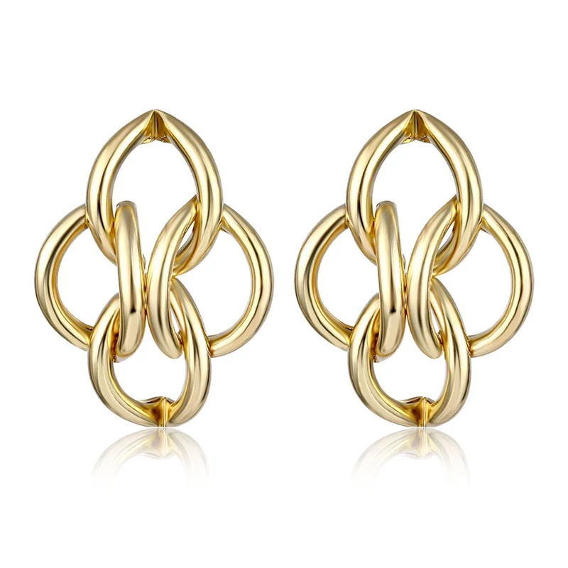 Модные золотистые металлические Многослойные серьги-гвоздики с узелком