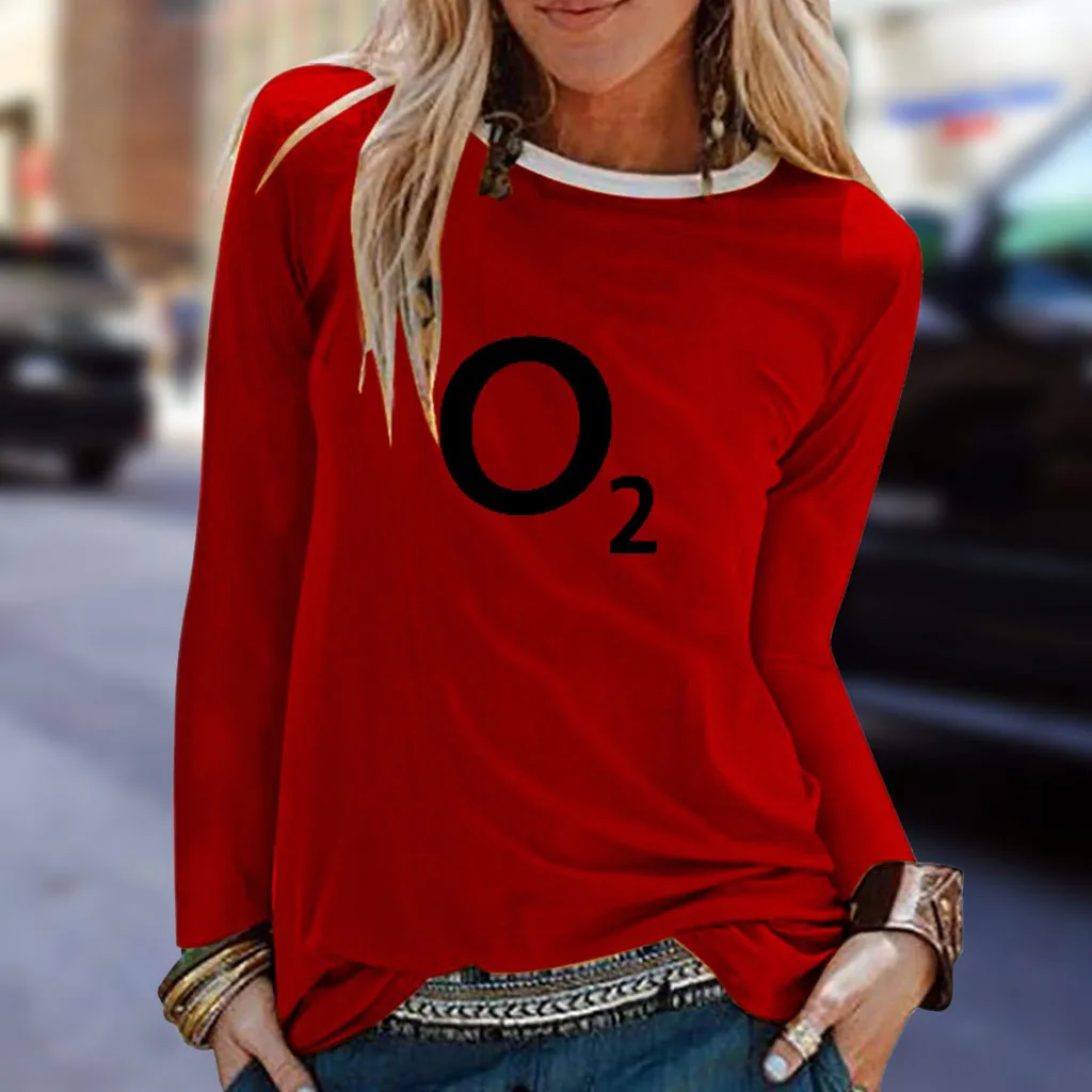 

FREE OSTRICH Top Women Fashion Wild Long Sleeve Streetwear Clothing Casual Print Pullover Shirts Fall Clothes For Women