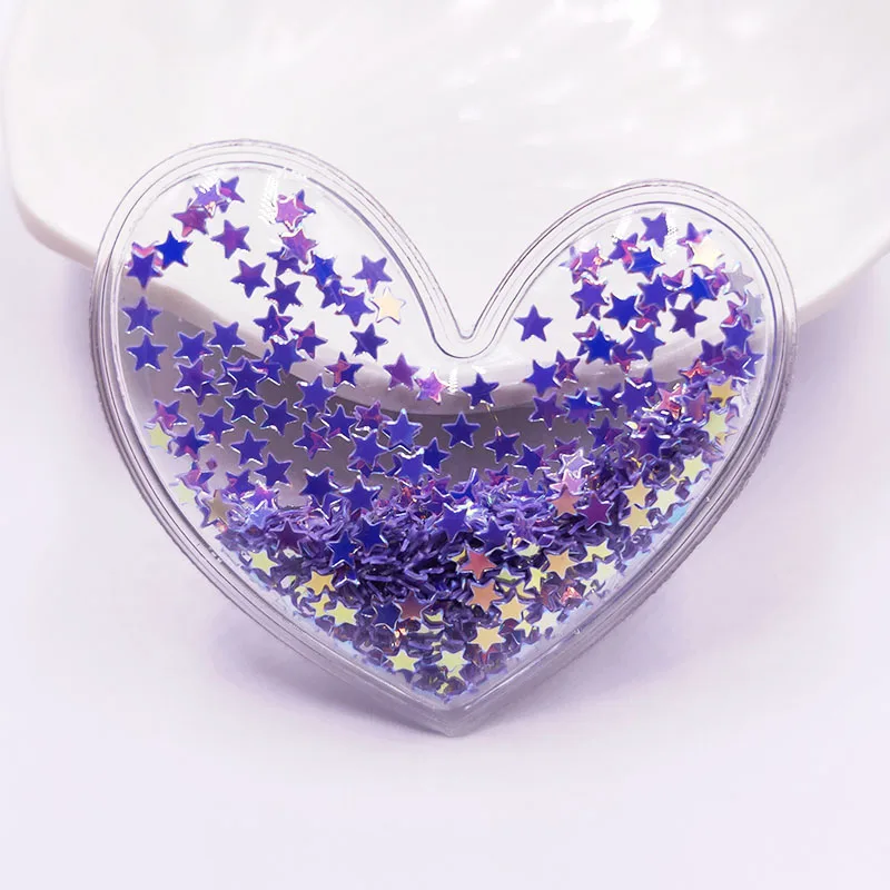 

5 pcs 5.1*4.6cm Heart Transparent Bling bling Star Flowing Patches Appliques for Children clip and DIY Hair Clip Accessories