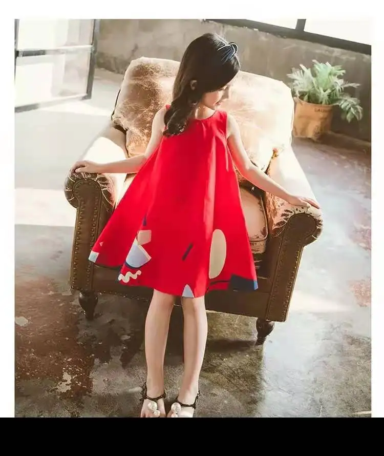 Летнее хлопковое платье без рукавов для девочек 2021 маленькая сказочная