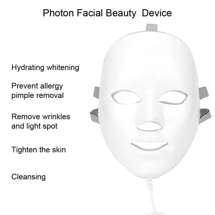 7 цветов светодиодный фотоновая маска для лица терапия свет Удаление прыщей