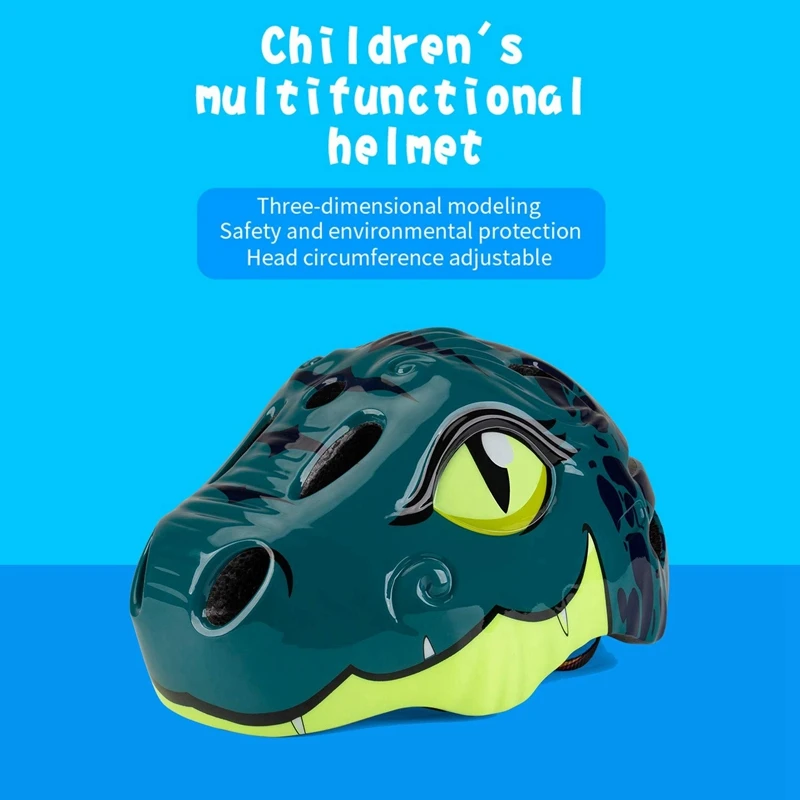 Dropship-Kids Bike Helmet Design Dinosaur Pattern Safety Cycling MTB Ultralight Adjustable From Toddler | Спорт и развлечения