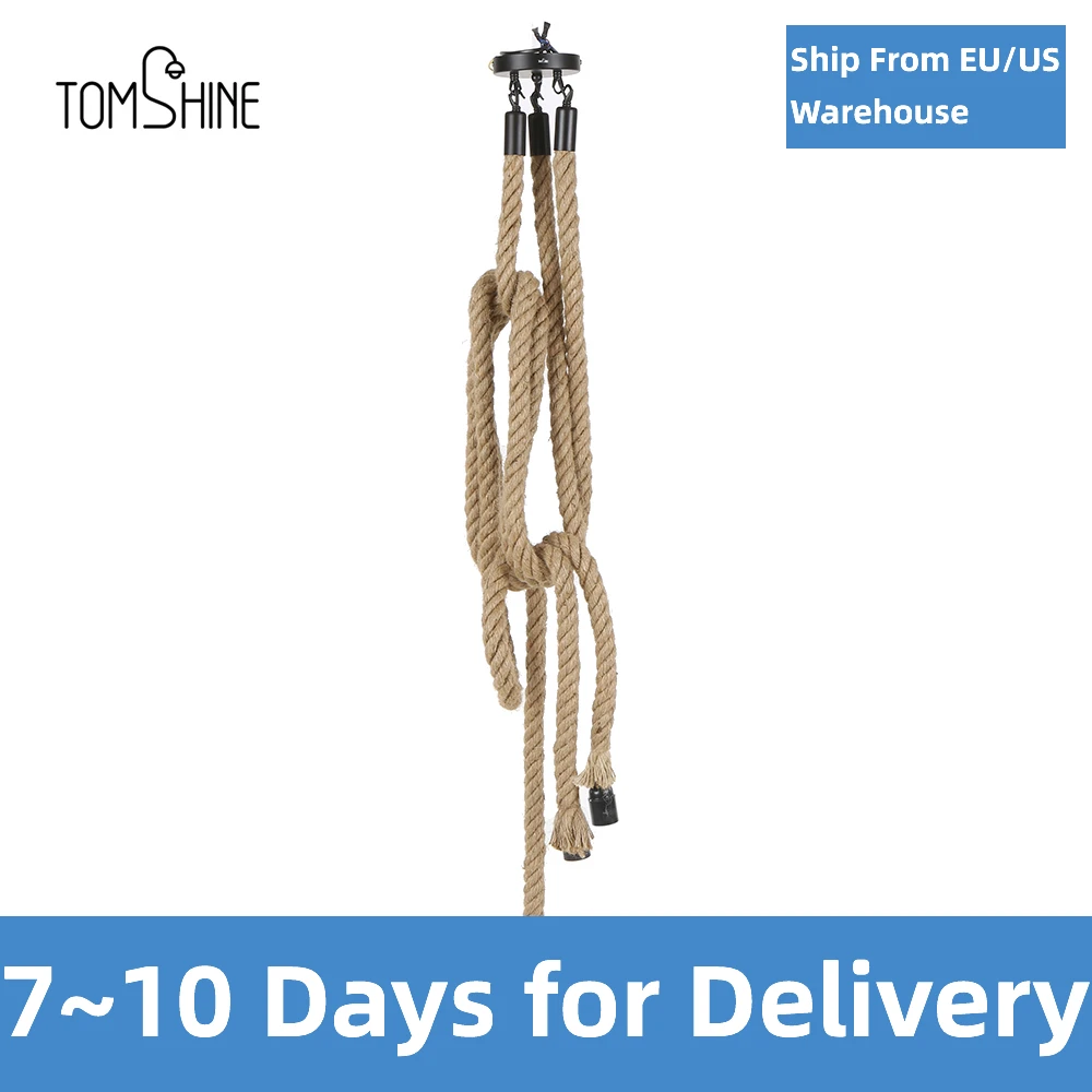 

Подвесной светильник Tomshine в виде пеньковой веревки, винтажный потолочный светильник в стиле ретро для ресторана, кафе, бара, 3 головки