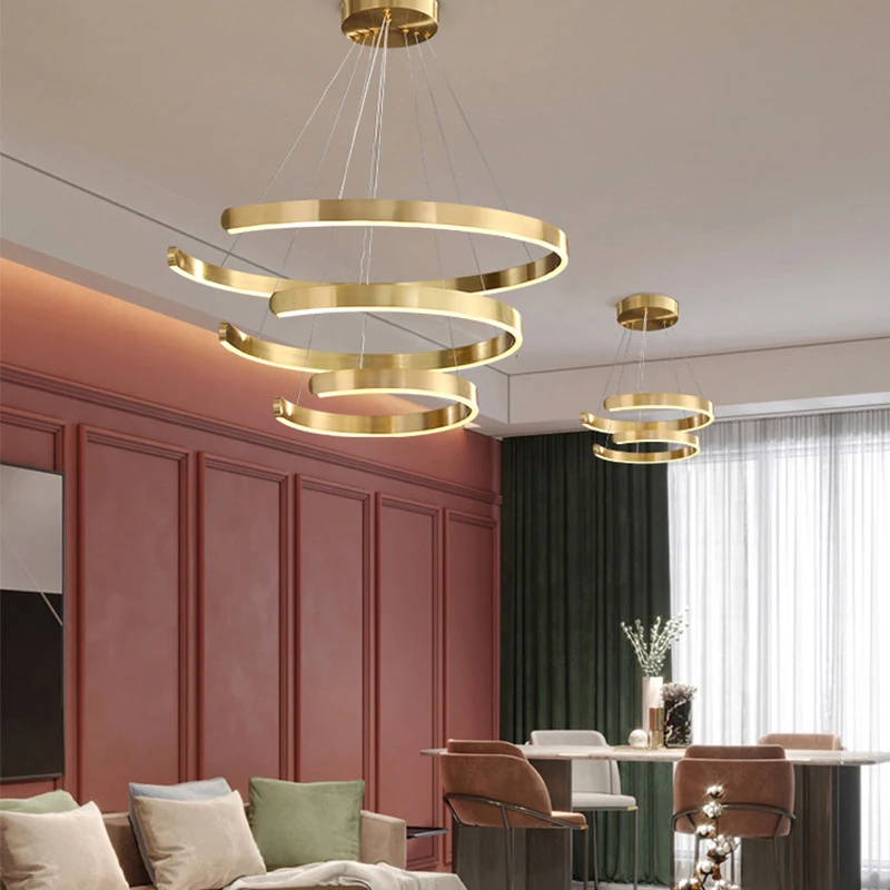 

Modern C Ring LED Metal Pendant Light Bar Villa Hotel Home Study Bedroom Living Room Chandelier Decor Lighting Fixture PA0772