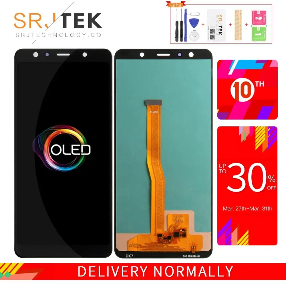 

ЖК-дисплей OLED/IPS для Samsung A7 2018, A750F, сенсорный ЖК-экран A750, дигитайзер, стекло в сборе, для Galaxy A750FN, ЖК-экран с дигитайзером, экран с дигитайзером,...