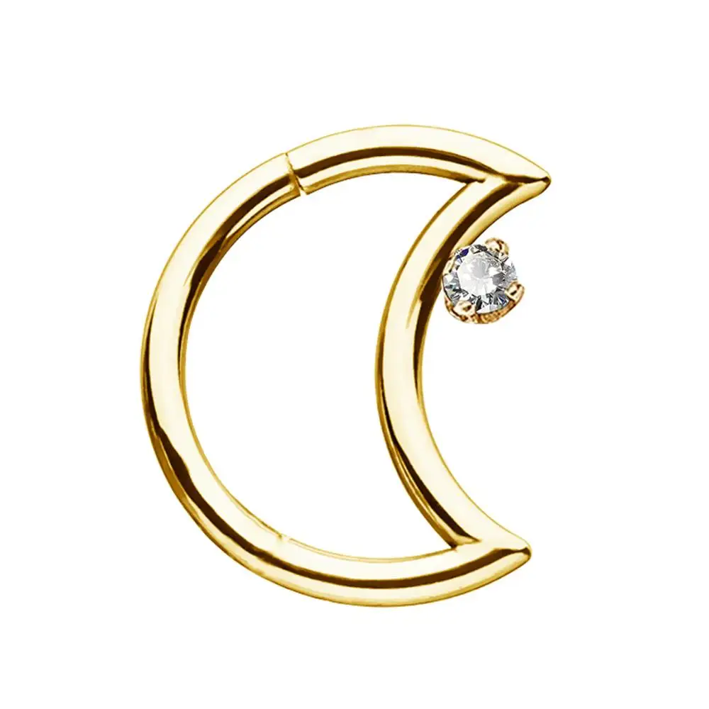 Боди в стиле панк твердые золотые Daith серьги форме Луны 16 г спираль Козелка