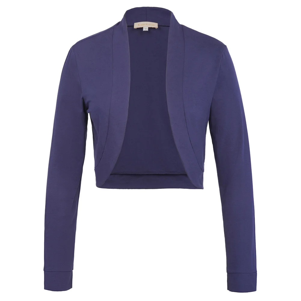 

Womens Ladies Long Sleeve Collared Short Bolero Crop Shrug Cardigan Top Blouse