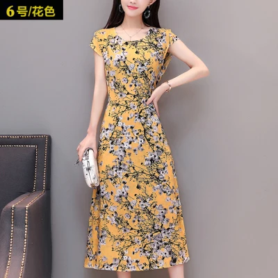 Vestidos mujer, ограниченная серия, новинка, с круглым вырезом, до середины икры, Vestido, Longo, Vanled, платье, женское, с коротким рукавом, круглый вырез, длинное, с принтом, тонкое - Цвет: 6
