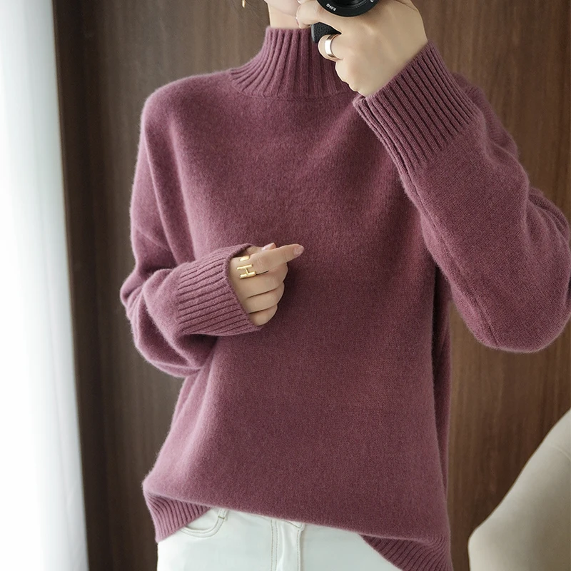 adohon 2020 woman winter 100% Cashmere sweaters autumn knitted Pullovers High Quality Warm Female thickening Turtleneck
