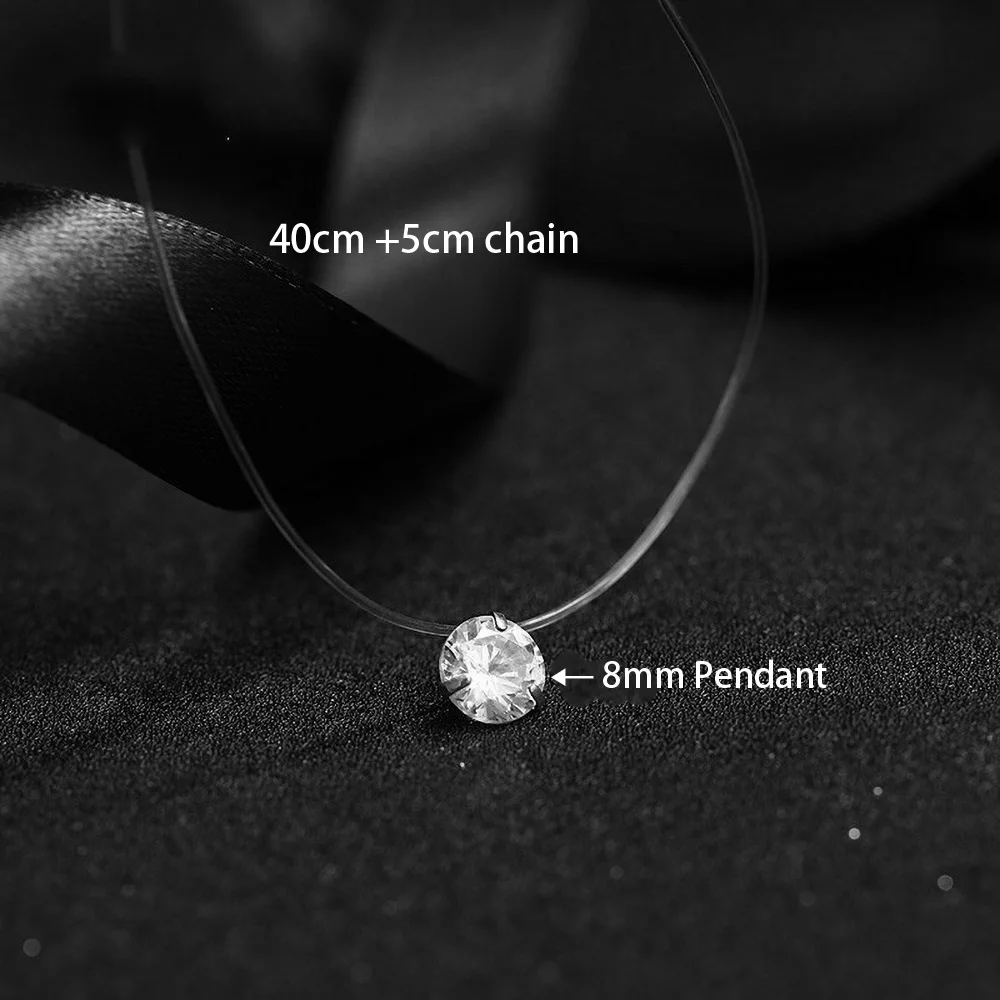 A1 Новое прозрачное рыболовное ожерелье женское серебряное невидимое ожерелье цепочка женское Русалка стразы колье-чокер - Окраска металла: A1