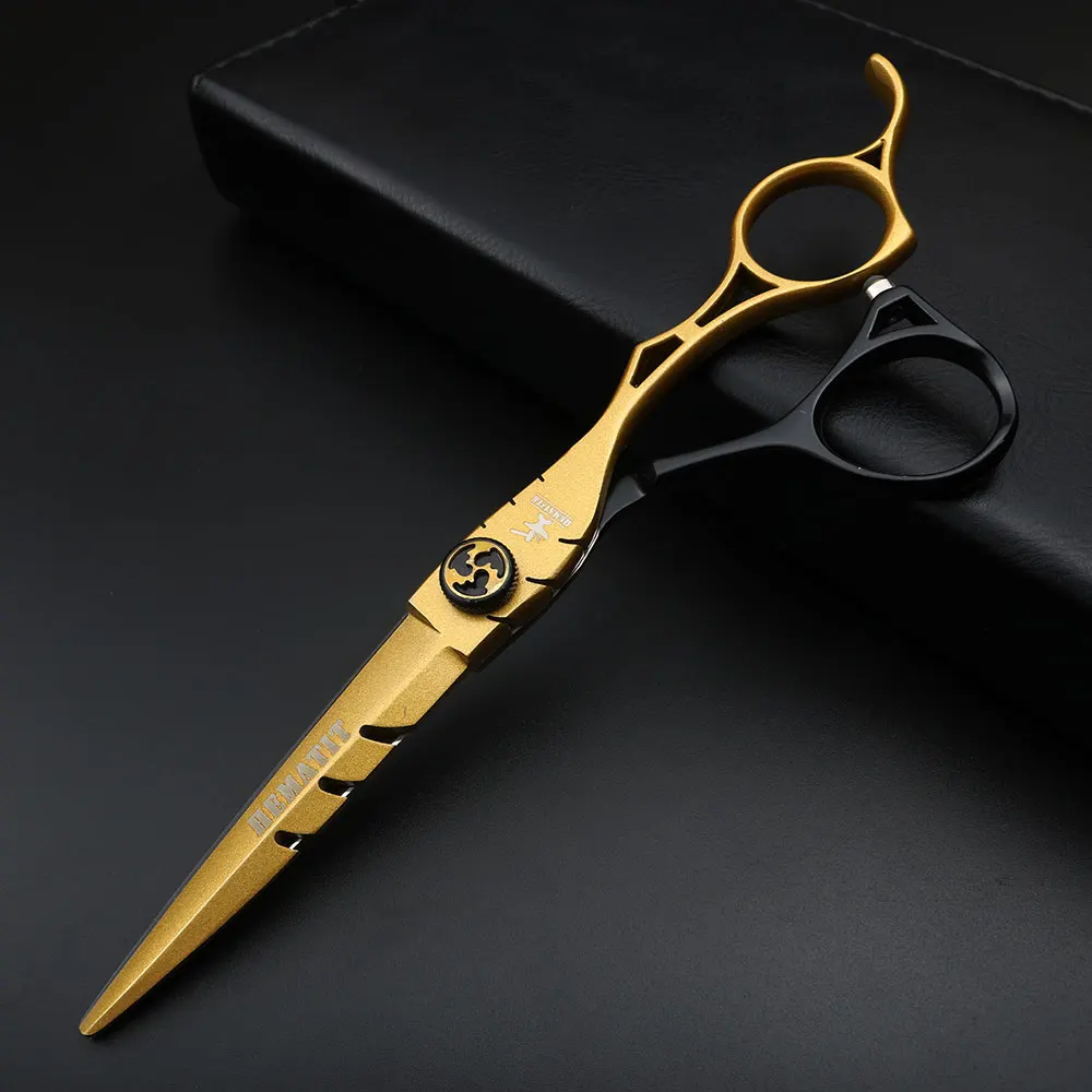 6 дюймов желтый японский 440C ножницы для волос Парикмахерские высокое качество