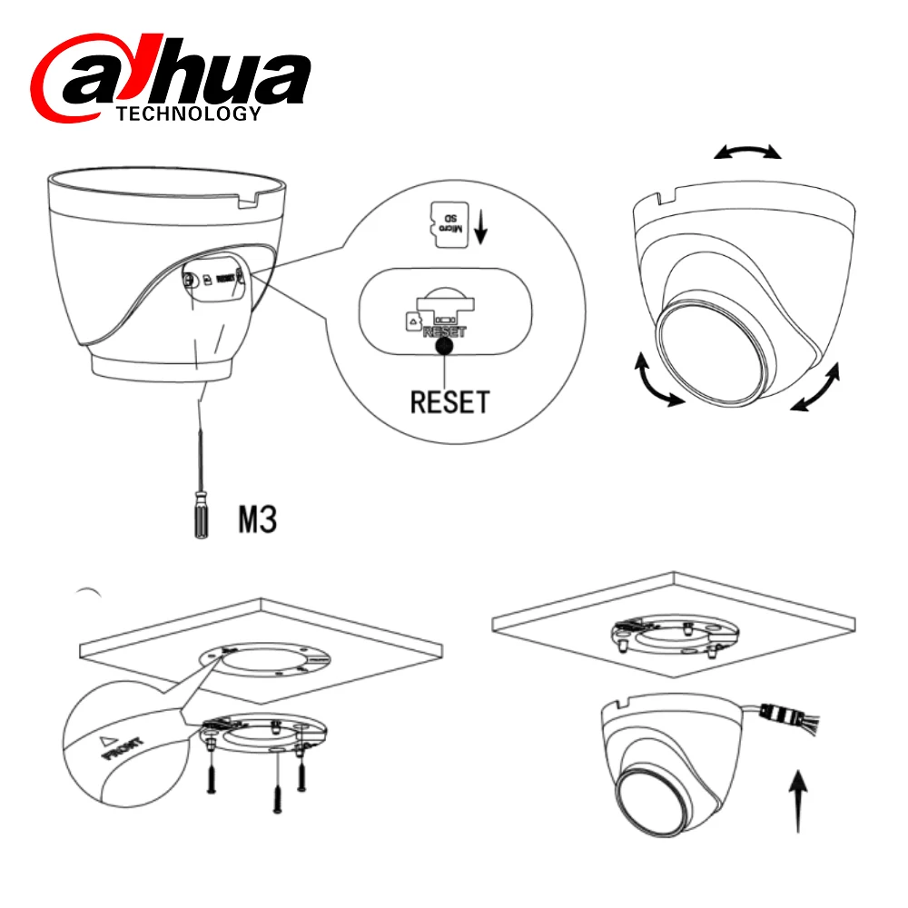 Dahua IP Camera 8MP 4K IR PoE Dome Built-in MiC IPC-HDW2831T-AS-S2 CCTV Security SD Card Slot Onvif Metal Original Upgradable