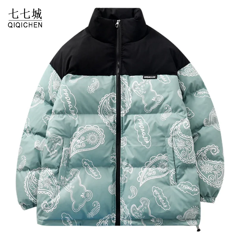 Парка утепленная для мужчин и женщин хлопковая Повседневная куртка с цветами