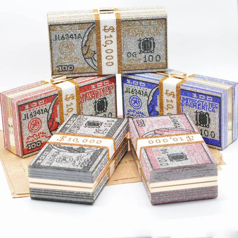 Модный красивый со стразами с украшением в виде кристаллов доллар клатчи