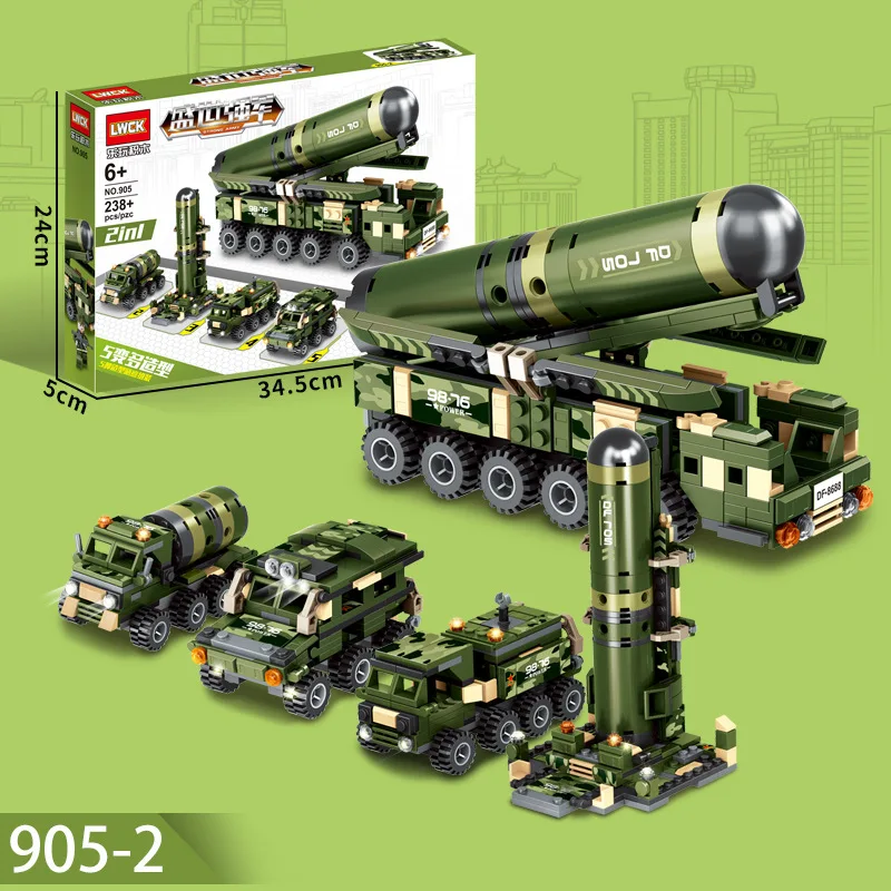 

238Pcs Deformation 4 IN 1 Police Dong-Feng Missile Vehicle Building Blocks Technical Military Army Weapon Car Model Bricks Toys