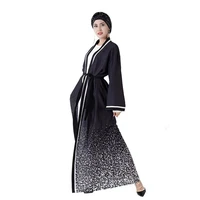 middle east fashion print striped dress arab muslim dubai ramadan mosque tourism womens dress long sleeved cardigan robes