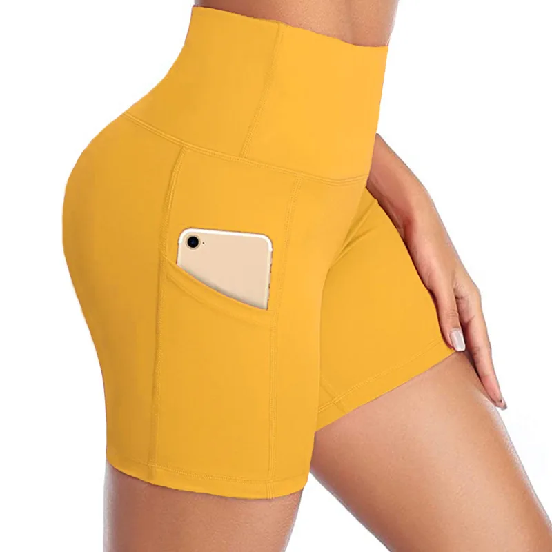 Yoga Shorts Workout Running Women Jogging Short Training Elastic Force With Pockets Sport | Спорт и развлечения