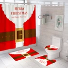 Рождественская занавеска для ванной комнаты, занавески для душа в виде Санты, комплект Противоскользящих ковриков для ванной, чехол на сиденье унитаза, праздничное украшение на новый год