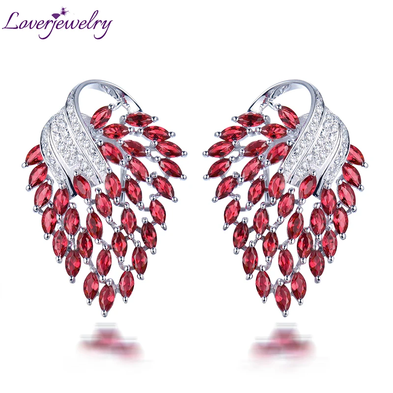 LOVERJEWELRY женские серьги 14 карат белое золото бриллиант розовый Рубин висячие