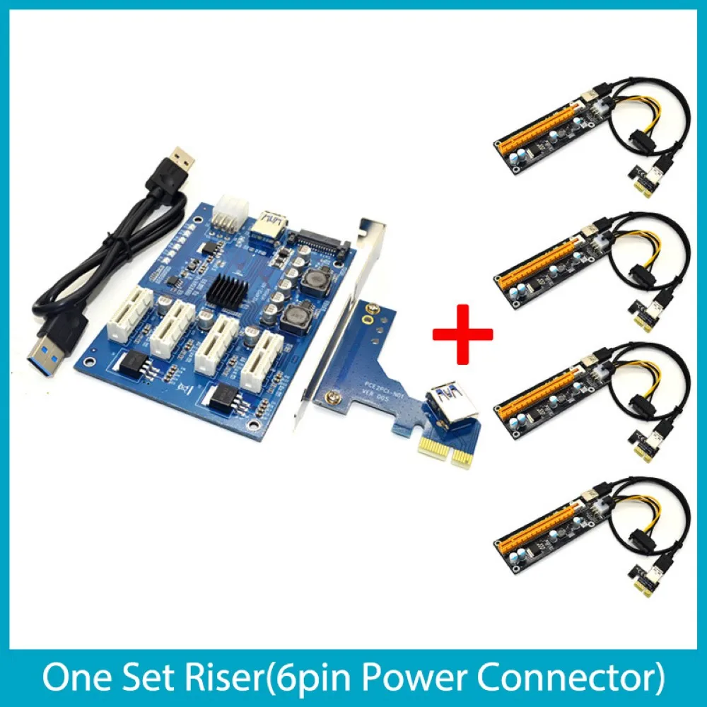 

Набор графических карт 1 слот PCI-E Экспресс 1X to 4 Слот 16X Mini ITX 1X to 4 PCI-E адаптер Райзер набор карт для майнинга BTC