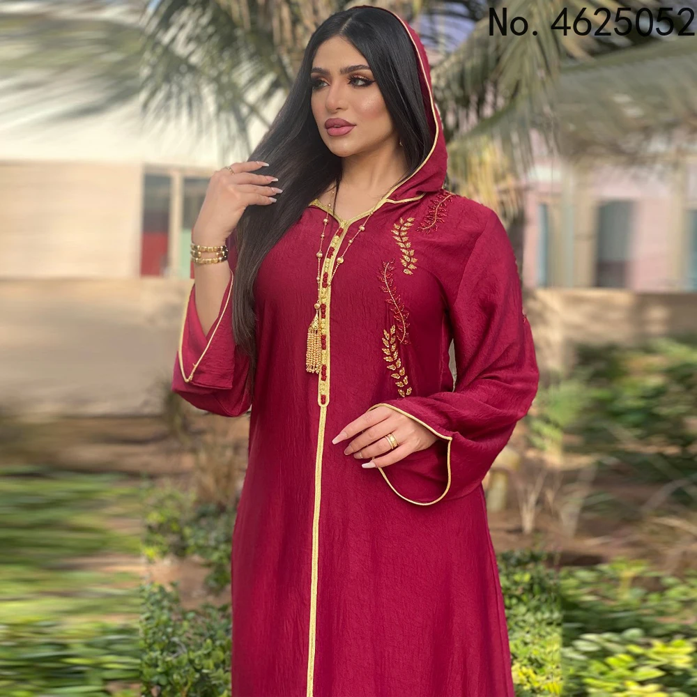 Длинное женское платье Djellaba красная Abaya скромное в арабском стиле мусульманском