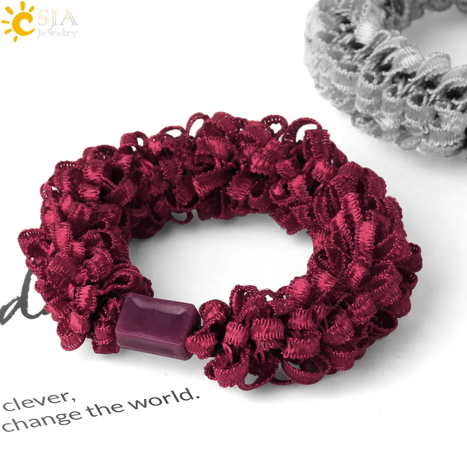 CSJA 6 шт. корейский стиль кольцо для волос высокие эластичные резинки кружевная