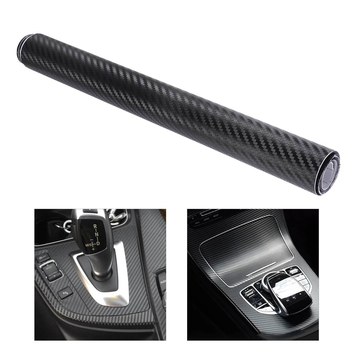 Самодельная 3D Автомобильная Черная Виниловая пленка из углеродного волокна