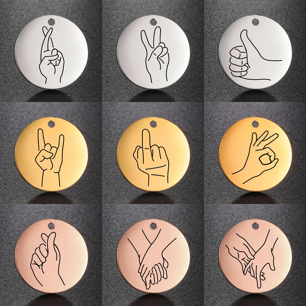 

EUEAVAN 10 шт. ручной жест «High Five» и «маленькие шармы; Аксессуары DIY для ожерелье ювелирные изделия нержавеющей стали